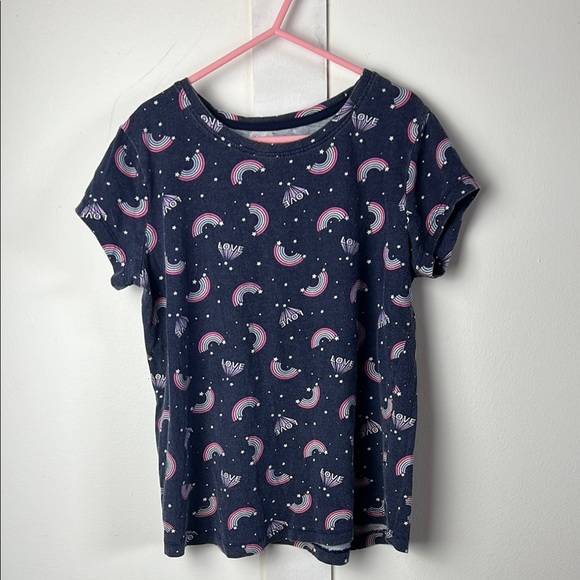 George Other - George Kids Short Sleeve Tee - Navy with Pink and White Rainbows